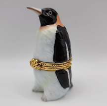 Vintage 1997 Lefton China Emperor Penguin Porcelain Hinged Trinket Box #11352 - £14.46 GBP