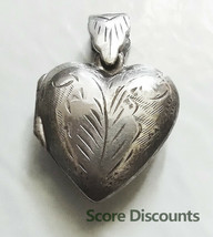 Sterling Silver Filigree Etched Folded Heart Locket Necklace Pendant OPENS - 13g - £23.97 GBP
