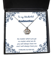 To my Godmother, No matter where you go - Crown Pendant Necklace. Model ... - $39.95