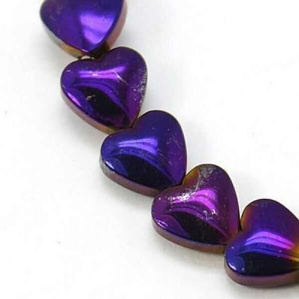 10 Purple Hematite Beads Synthetic Valentine&#39;s Jewelry Supplies Set 6mm  - $4.94