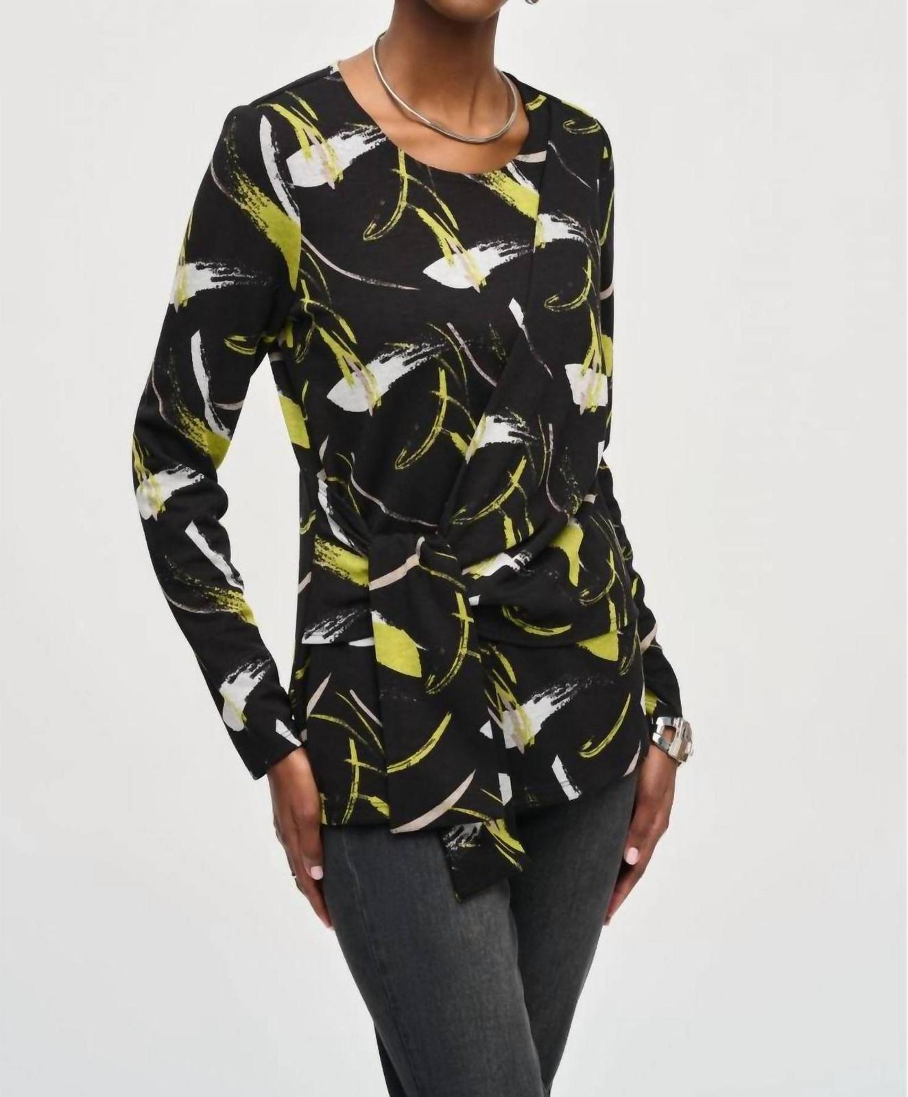 Joseph Ribkoff abstract print wrap front top Black/multi - $102.00