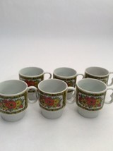 SI Japan Mugs Lot Of 6 Yellow Red Black &amp; Green Mugs Mid-Century Vintage - £9.85 GBP