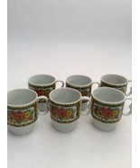 SI Japan Mugs Lot Of 6 Yellow Red Black &amp; Green Mugs Mid-Century Vintage - £9.85 GBP