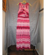 Christine V Maxi Dress, Pink &amp; Red, Ruffled Neckline XL - £15.69 GBP