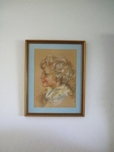 Vintage Signed Pastel Drawing Portrait of a Boy - £103.02 GBP