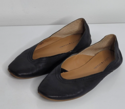 Lucky Brand Womens Size 7 Alba Ballet Flats Black Leather Square Toe - £19.57 GBP