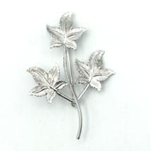 VAN DELL sterling silver grape leaf brooch - vintage 2&quot; textured detailed pin VD - £27.97 GBP