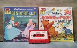 Vintage 1970s Disney Read Along Story Book Cassette Tape Cinderella Winnie Pooh - £13.34 GBP