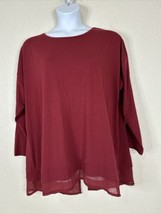 Soft Surroundings Womens Plus Size 2X Dark Red Knit Tunic Top Long Sleeve - £18.15 GBP