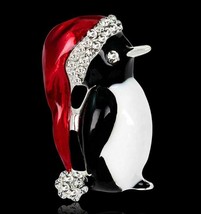 Vintage Look Silver Plated Diamante Linux Penguin Brooch Suit Coat Broach Pin U6 - £12.06 GBP