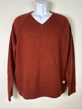 Lucky Brand Mens Size L Burnt Orange V-neck Wool Blend Knit Pullover Sweater - £10.81 GBP