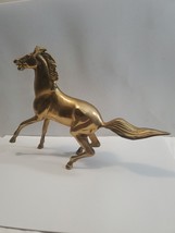 Vintage Large Heavy 8+&quot; Brass Galloping Mustang Horse Sculpture Statue Figurine - £22.68 GBP