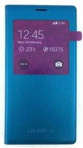 New Original Samsung Galaxy S5 S-VIEW Flip Cover Phone Case Blue Folio Slim Oem - £3.70 GBP