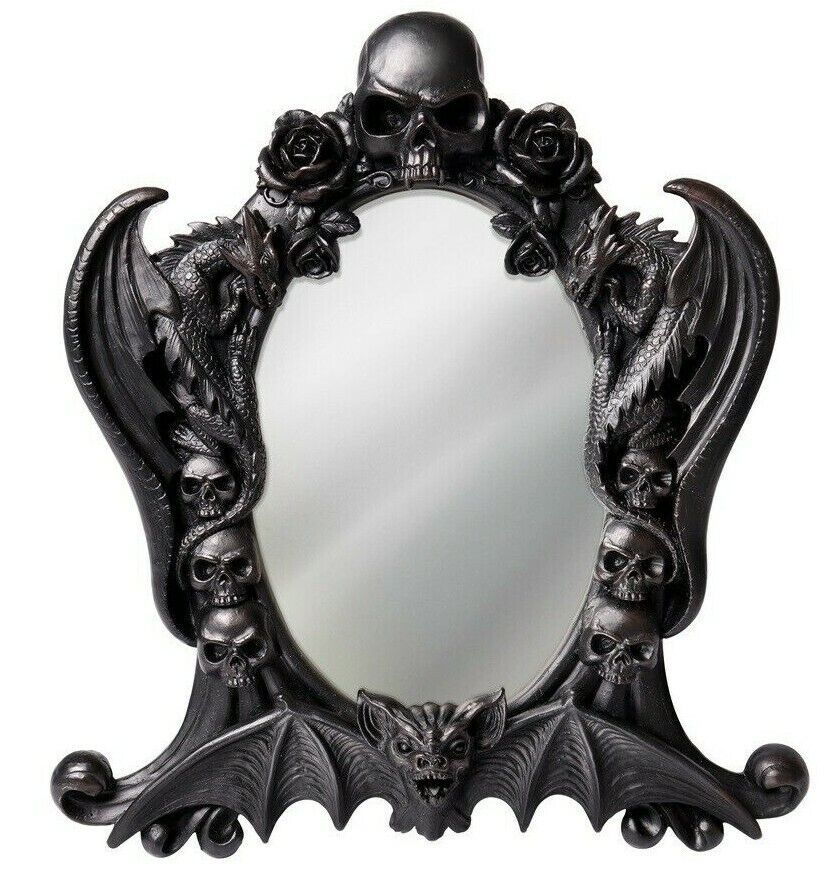 Alchemy Gothic Black Nosferatu Mirror Skulls Dragons Bat Roses Gift Decor V98 - $31.95