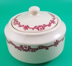 Vtg Iroquois China Sugar Bowl w/ Lid 4&quot;  Floral Vine Tan Restaurant Ware 1946 - £19.45 GBP