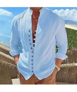 Loose Men Spring Autumn Casual Shirt Long Sleeve Shirt Button Vintage Sh... - $32.00