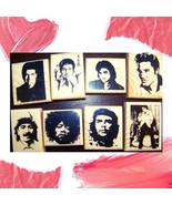 8 New Celebrities Rubber Stamps Art Stamps Ink Stamps - €55,61 EUR