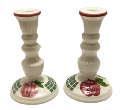 Laurie Gates Los Angeles Pottery Pair of Apple Taper Candle Holders 7.5i... - £22.29 GBP