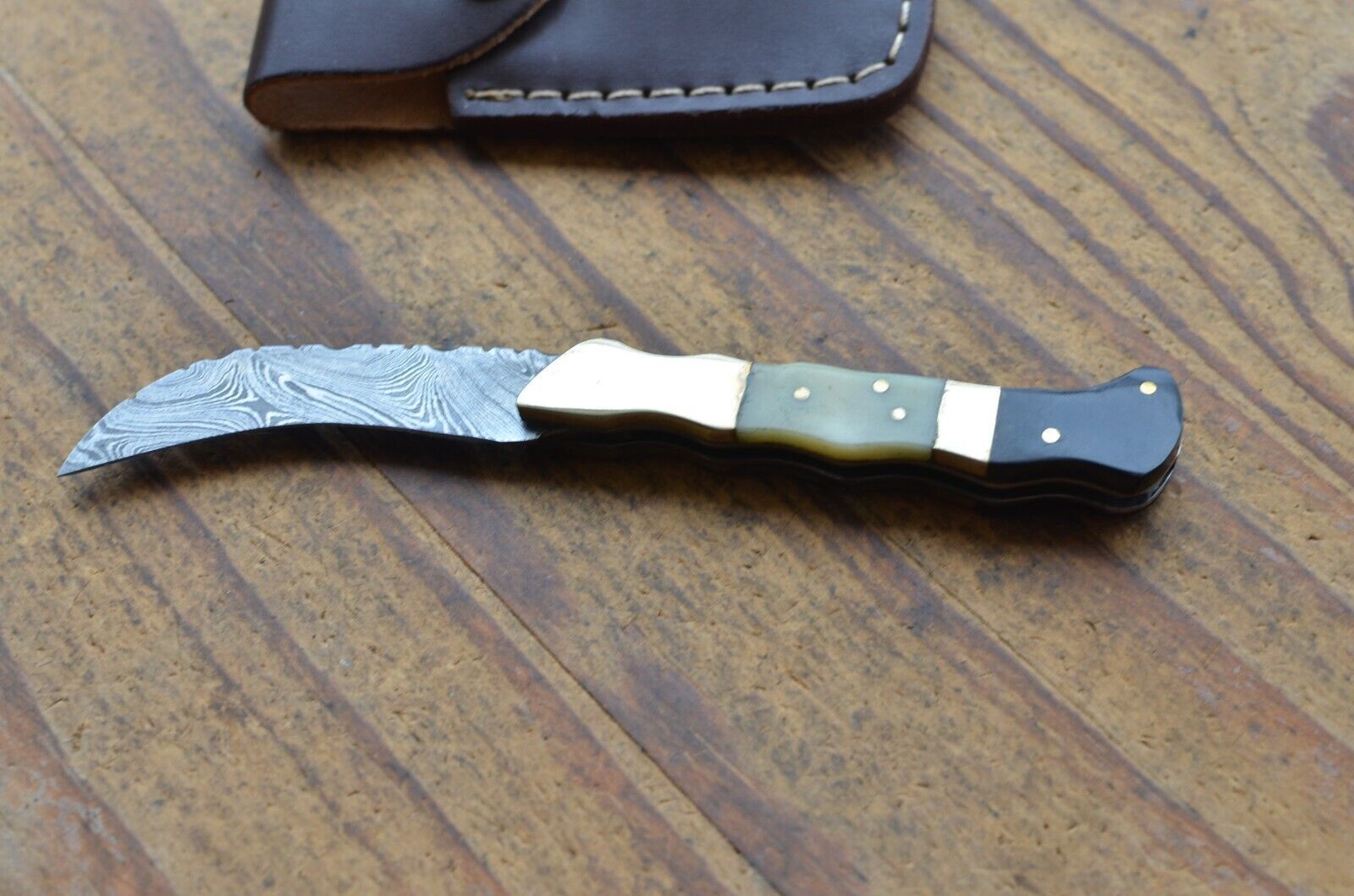 damascus custom made folding knife Laguiole Type From The Eagle Collecti... - $29.69