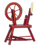 Dollhouse Miniature - Mahogany Wood Spinning Wheel with Yarn - 1:12 Scale  - £14.87 GBP