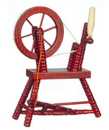 Dollhouse Miniature - Mahogany Wood Spinning Wheel with Yarn - 1:12 Scale  - $18.99