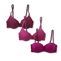 Simply Styled Women&#39;s T Shirt Bras 3 Pack 36A Solid &amp; Diamond Plum Caspia - £15.64 GBP