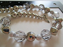 Vintage NY 9&quot; ICY-Cool NECKLACE Clear Faceted &amp; Silver Metal BEADS w/3&quot; ... - $16.99