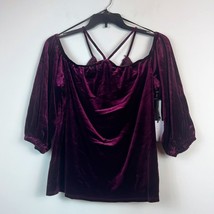 1. State Womens L Wine Red Cold Shoulder Velvet Textured Top NWT BL56 - £26.90 GBP