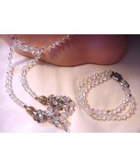 Vintage AB Aurora Borealis Clear Stones Wrap NEcklace Matching 2 Strand ... - $39.00