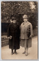 RPPC Two Plump Ladies In Coats And Hats 1929 Real Photo  Postcard Y28 - £7.80 GBP