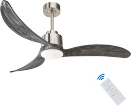 52&quot; Ceiling Fans With Led Lights Remote Control, Contemporary 3 Wood Blades - £217.38 GBP