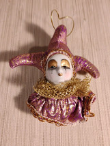 Beautiful Porcelain Jester/Mardi Gras Christmas Ornament - £7.69 GBP