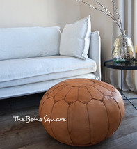 Handmade &amp; Hand-Stitched Moroccan Pouf, Genuine Leather Ottoman, All Leather  - £68.10 GBP