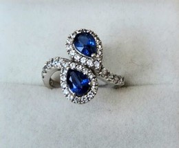 Nepalese Kyanite and White Zircon Halo Bypass Sterling Silver Ring 2.71 ctw. Sz7 - £30.42 GBP