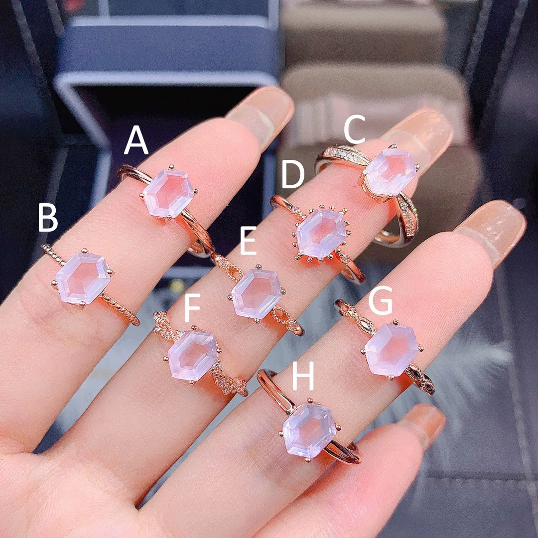 Hot Selling Rose Quartz Ring 925 Silver 6x8mm Natural Gemstone Engagement Weddin - $76.13