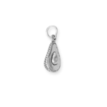 Oxidized Sterling Silver 3D Avocado Half Charm for Charm Bracelet or Necklace - £23.09 GBP