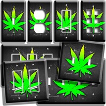 Green Cannabis Marijuana Leaf Light Switch Outlet Wall Plate Hippie Hd Art Decor - £9.73 GBP+