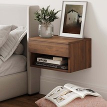 Nathan James Jackson Modern Floating Bedside Nightstand With, Brown Walnut - $1,550.41 MXN