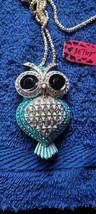 New Betsey Johnson Necklace Owl Big Eyes Ick Blue Collectible Decorative Pretty - £11.98 GBP