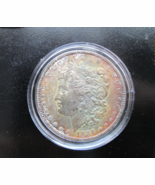 1886-P Morgan Dollar XF details Rainbow Toned in Airtight Old Cleaning - €32,10 EUR