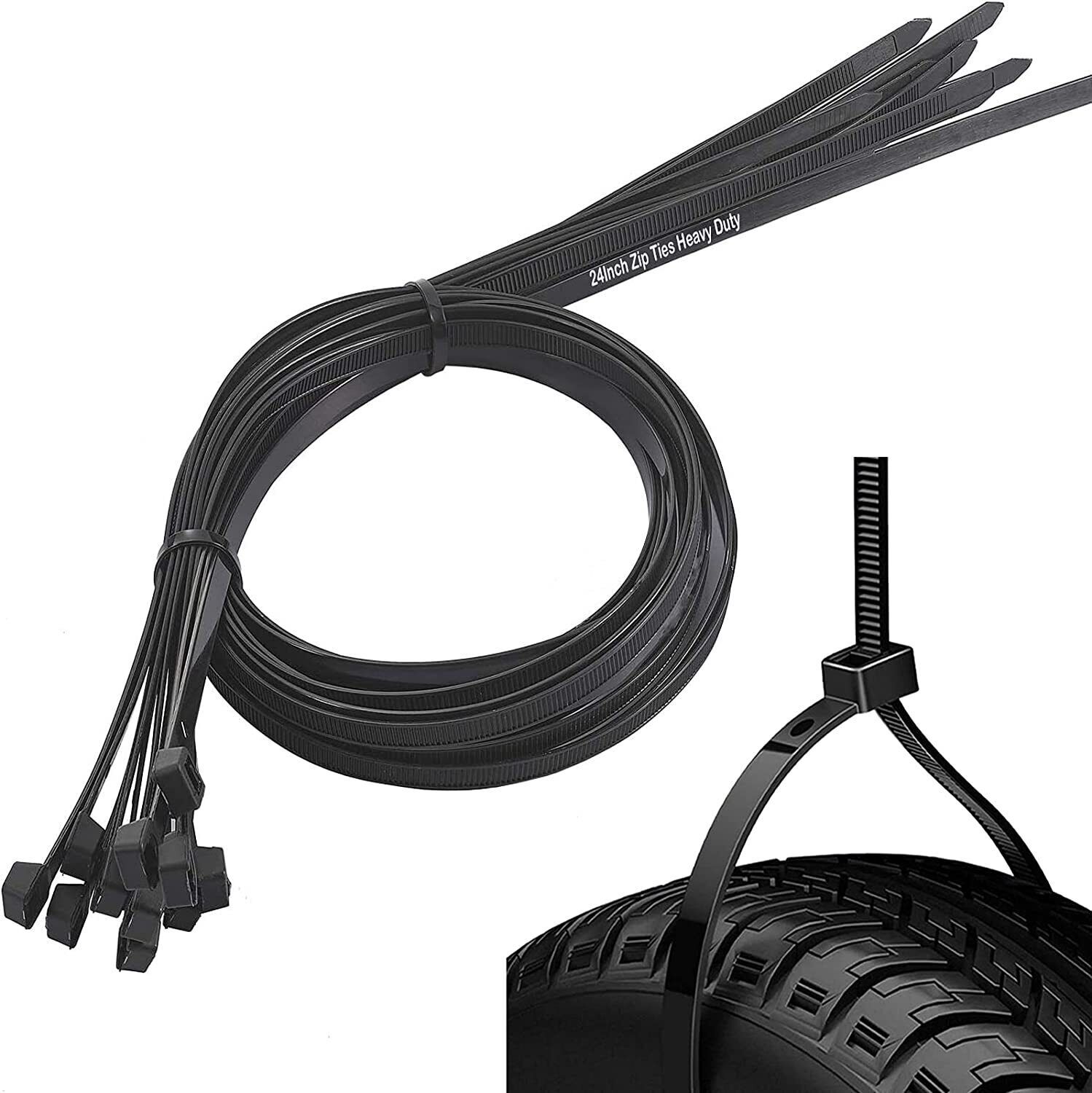 Primary image for Large Zip Ties Heavy Duty Big Cable Ties 24 Inch 45 Extra Long Tie Wraps Black