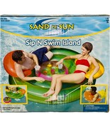 NEW Sand n Sun Sip N Swim Inflatable Pool Island Float 3 In 1 69&quot; 6 Foot... - $81.89 CAD