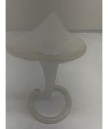 Vintage Art Nouveau Style White Frosted Glass Flower Leaf Vase - $27.70 CAD