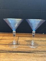 Hand Painted Blue Martini Glasses Set of 2 by CharleyWare - £31.18 GBP
