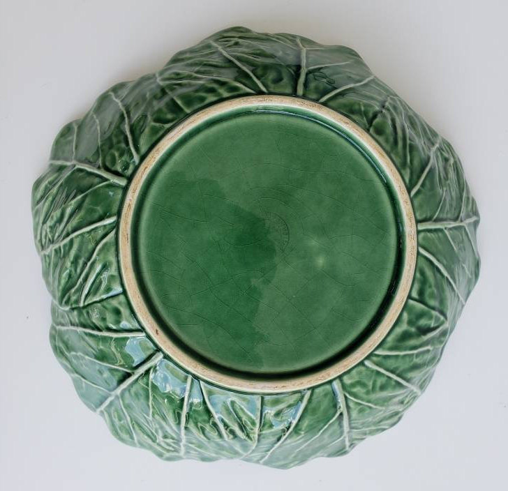 Vintage Bordallo Pinheiro 11" Green Color Cabbage Style Extra Large Dinner Table Item image 6