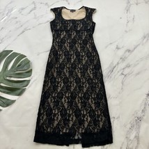 Wet Seal Womens Vintage Y2k Lace Slip Sheath Dress Size M Black Cap Sleeve - $29.69