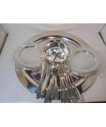 VINTAGE ONEIDA SILVERSMITHS HOLIDAY SERVING SET TRAY FORKS KNIVES AND PL... - £10.98 GBP
