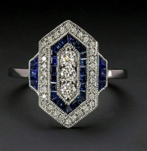Art Deco Navette Ring, Antique double halo Vintage Ring, Woman&#39;s Engagem... - $122.00