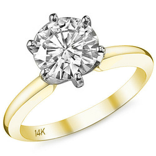 Primary image for 2CTW Unique 14K Two Tone Forever Brilliant Moissanite Solitaire Engagement Ring