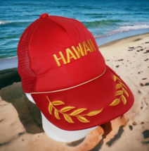 HAWAII Red Baseball Cap Scrambled Eggs Gold Rope Mesh Snap Back Trucker Vtg - $15.21